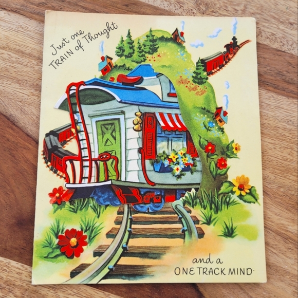 Vintage Other - Vintage train themed pop-up Get Well greeting card